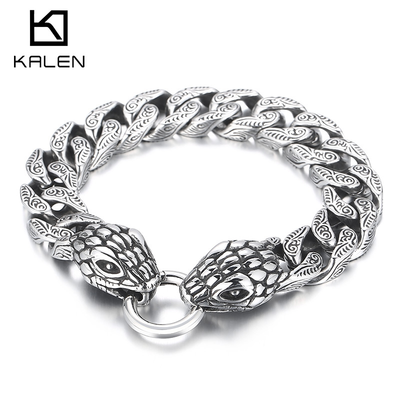 Men Accessories Bd - สร้อยข้อมือ KALEN แบบงู ขนาด 15 มม.