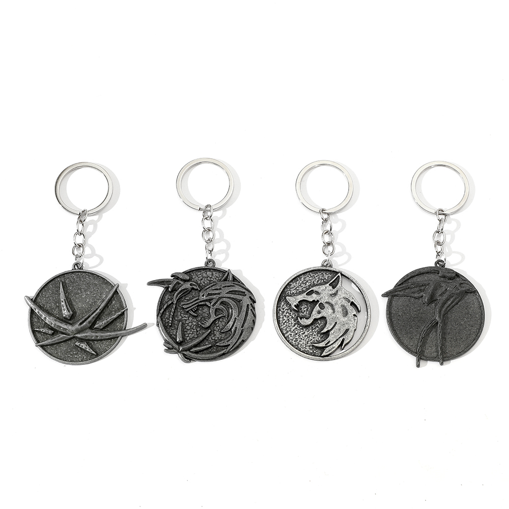 Men'S Accessories Vintage - พวงกุญแจหัวหมาป่าสไตล์วินเทจ เกม Geralt Of Rivia จี้โลหะรูปหมาป่า