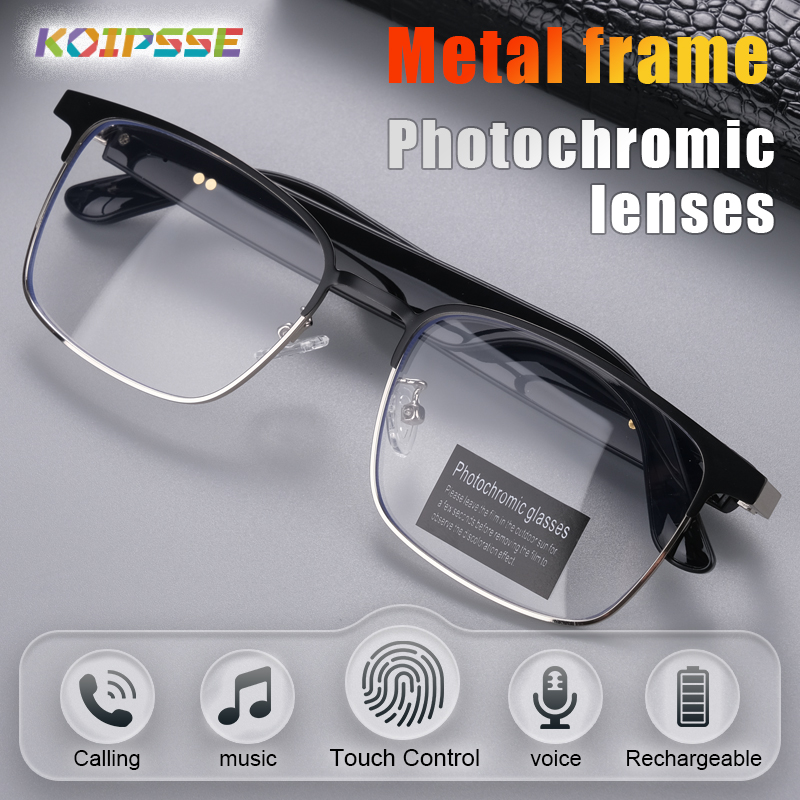 Men'S Accessories Glasses - โคอิสเซ่แว่นตาอัจฉริยะกรอบโลหะ เลนส์เปลี่ยนสีได้ ชุดหูฟังบลูทูธไร้สายมัลติฟังก์ชั่น โทรแบบสัมผัสคู่ สำหรับผู้ชายและผู้หญิง