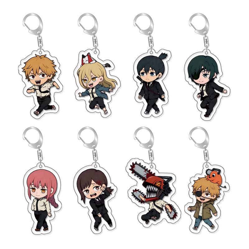 Men'S Accessories Display - พวงกุญแจและจี้กระเป๋าลายการ์ตูน Chainsaw Man รุ่น Q ของสะสมจากอนิเมะ