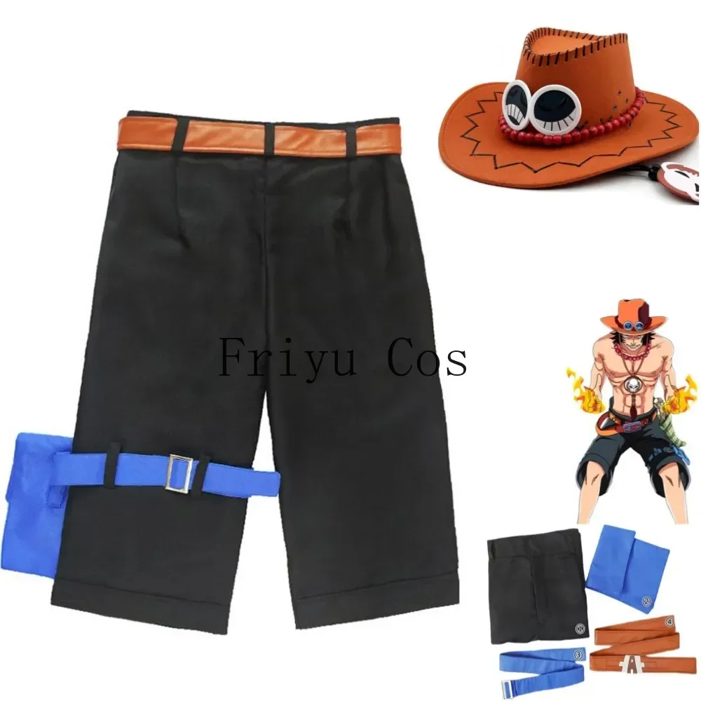 Men Accessories For Party - อะนิเมะพอร์ตกาส·ดี·เอซคอสเพลย์เครื่องแต่งกายโจรสลัดหนวดขาวกางเกงขาสั้นสีดำหมวกบังแดดอุปกรณ์เสริมชายหญิงปาร์ตี้คาร์นิวัลชุด