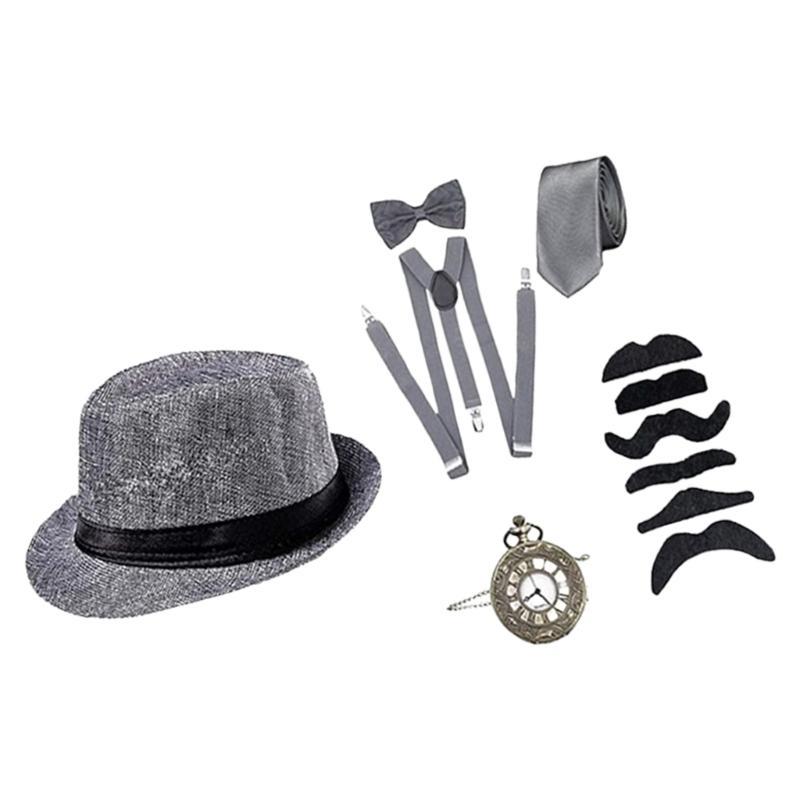 Men'S Accessories In The 1920S - 39BB 1920s เครื่องแต่งกายบุรุษอุปกรณ์เสริมนาฬิกาหมวก Suspenders Bowtie เครา