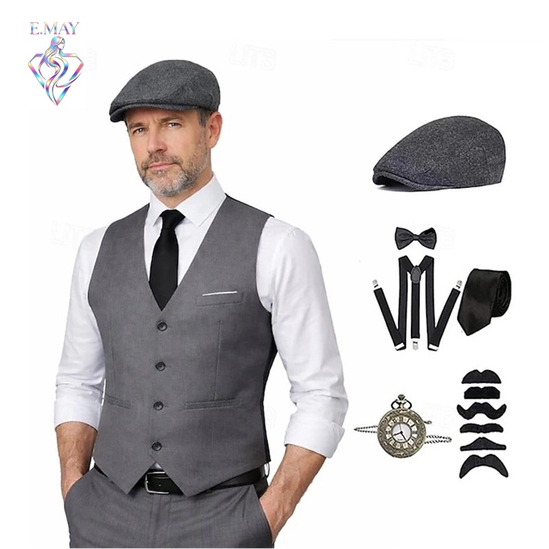 Men'S Accessories In The 1920S - ชุดคอสตูมผู้ชายไซส์ใหญ่สไตล์แก๊งสเตอร์ยุค 1920 พร้อมเสื้อกั๊ก ชุดสูทสุภาพบุรุษวินเทจยุค 20 พร้อมเครื่องประดับปี
