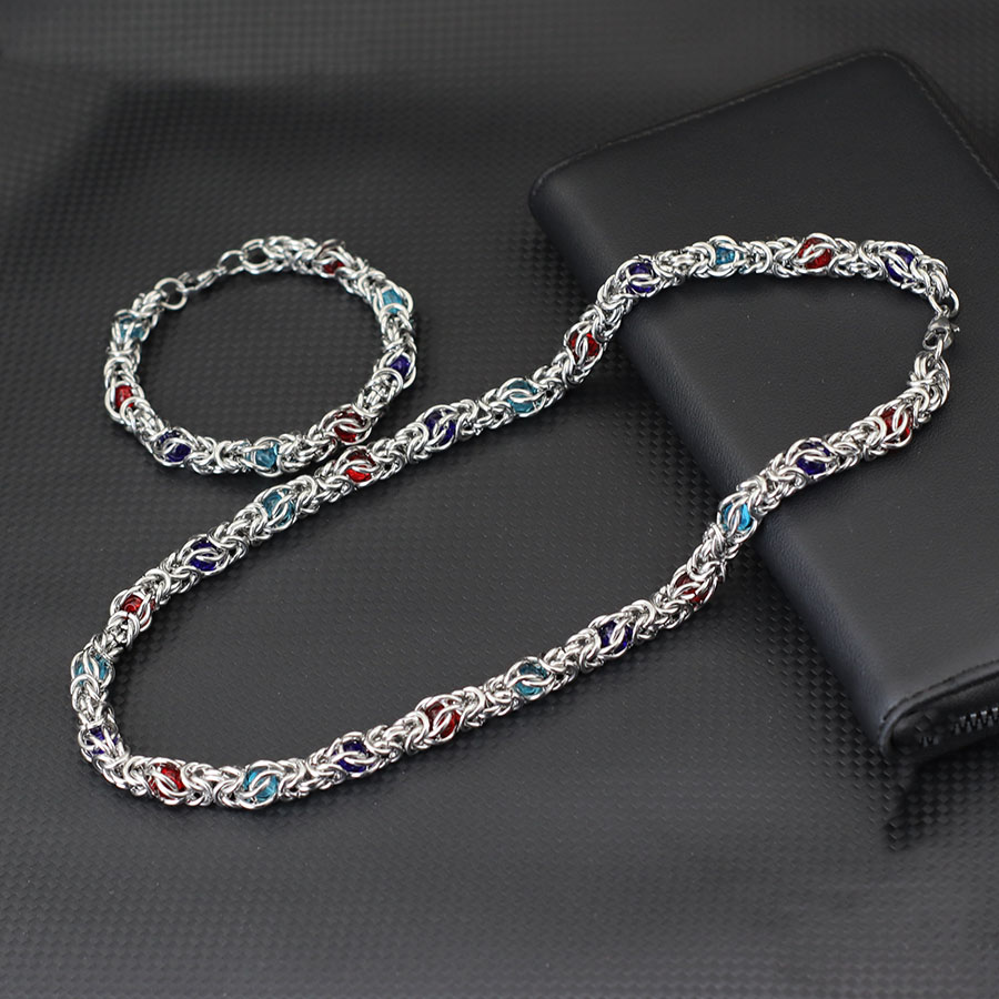 Men Accessories Unique - ที่ไม่ซ้ํากันรถจักรยานยนต์อุปกรณ์สร้อยคอผู้ชายสร้อยข้อมือ 2 ชิ้น/เซ็ตเหล็ก Hip Hop Rock