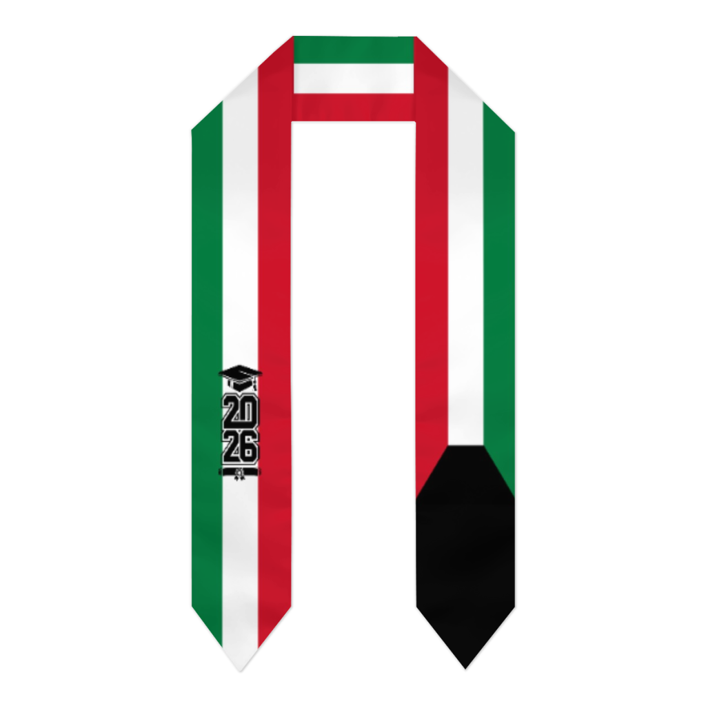 Men Accessories Kuwait - ผ้าพันคอธงชาติกูเวต รุ่นปี 2026 สำหรับงานรับปริญญา ผ้าคาดเอวสำหรับนักศึกษาต่างชาติ สำหรับผู้ใหญ่