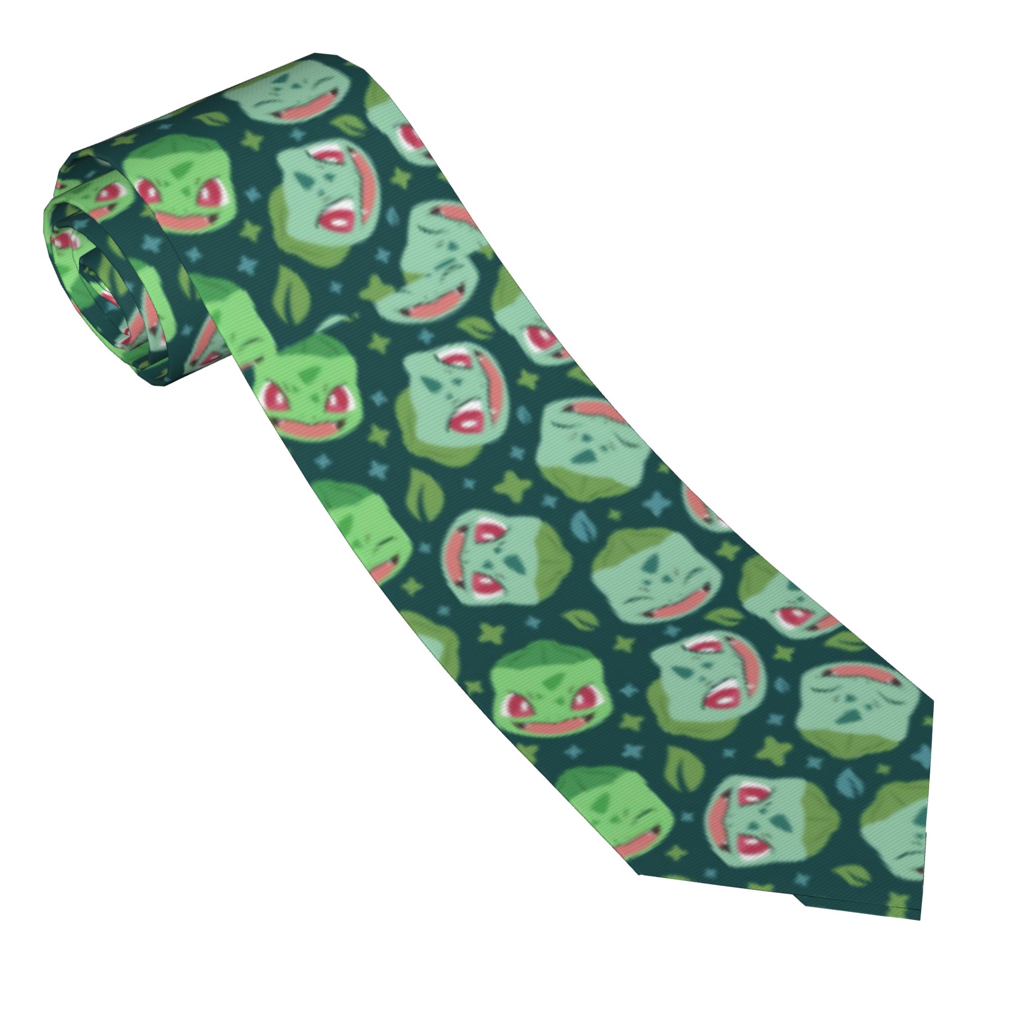 Men'S Accessories Office - เนคไทลายโปเกมอน บัลบาซอร์ สีเขียว สำหรับผู้ชาย ขนาดกว้าง 8