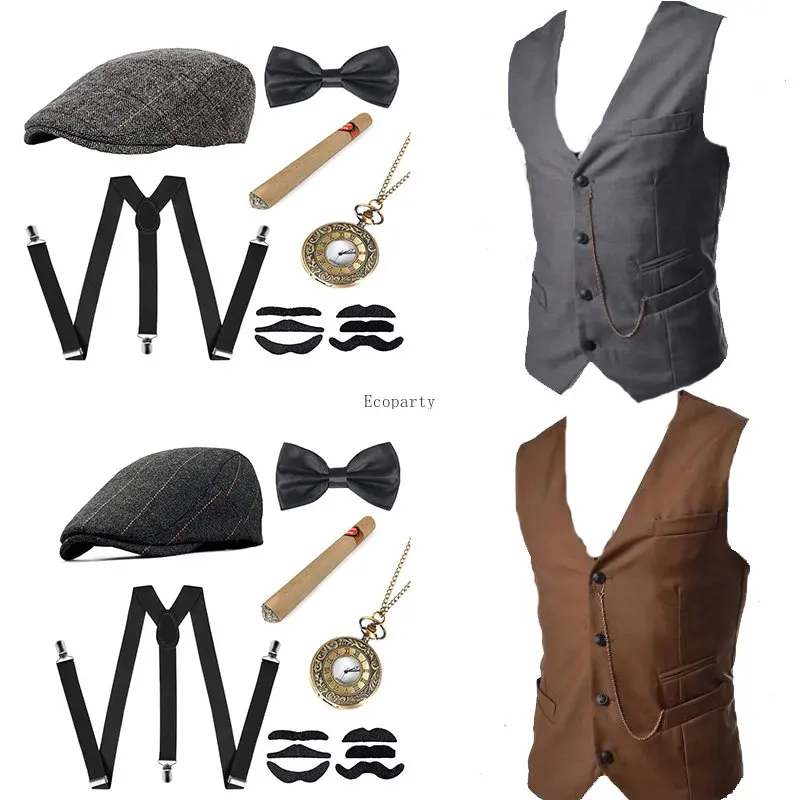 Men'S Accessories In The 1920S - ชุดคอสตูมแก๊งสเตอร์ชายพร้อมเครื่องประดับ สไตล์สตีมพังก์ เสื้อกั๊กพีคกี้ ไบลน์เดอร์ส นาฬิกาพก ชุดคอสเพลย์แกตสบี้ชายยุค