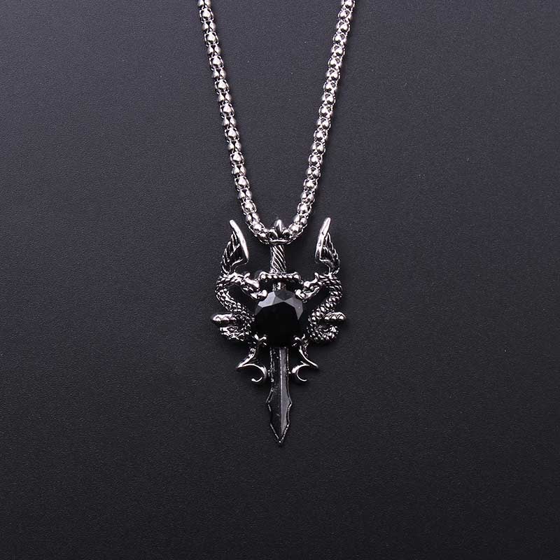 Men'S Accessories Jewelry - ดับเบิ้ลดราก้อน แบล็ค เจม ครอสสร้อยคอพังก์จี้แบบกำหนดเองเครื่องประดับสำหรับผู้หญิงผู้ชายของขวัญอินเทรนด์