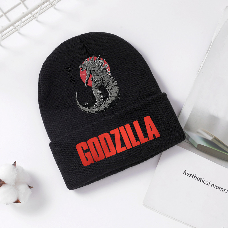 Men Accessories Unique - Godzilla ถักหมวกฤดูหนาวฤดูใบไม้ผลิ Cool Men เด็กหมวกอะนิเมะพิมพ์ Brimless