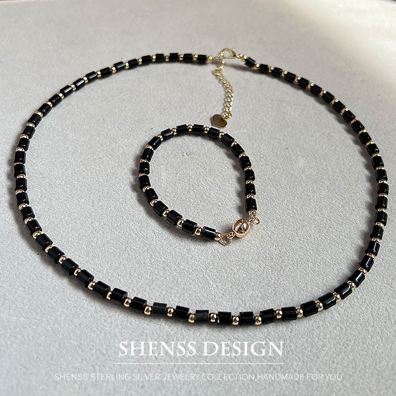 Men'S Accessories Vintage - สร้อยคอออบซิเดียน4มม. ทำจากทองแดงชุบทอง14K
