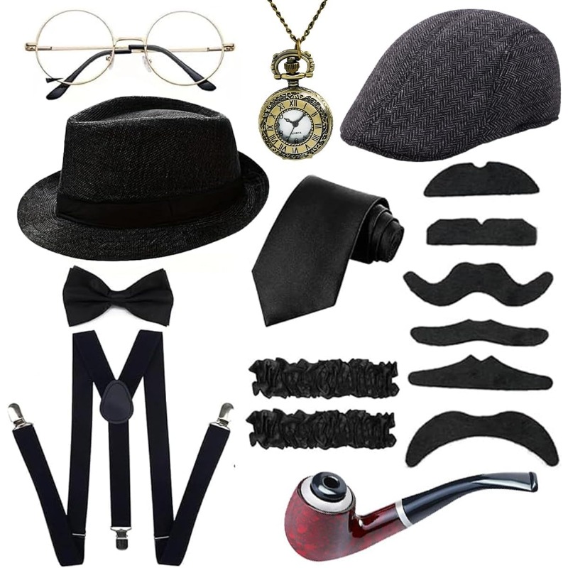 Men'S Accessories In The 1920S - ชุดเครื่องแต่งกายผู้ชายสไตล์ยุค 1920 ชุดอุปกรณ์เสริมสไตล์แก๊งสเตอร์ ชุดยุค 20s สำหรับงานปาร์ตี้แกตสบี้
