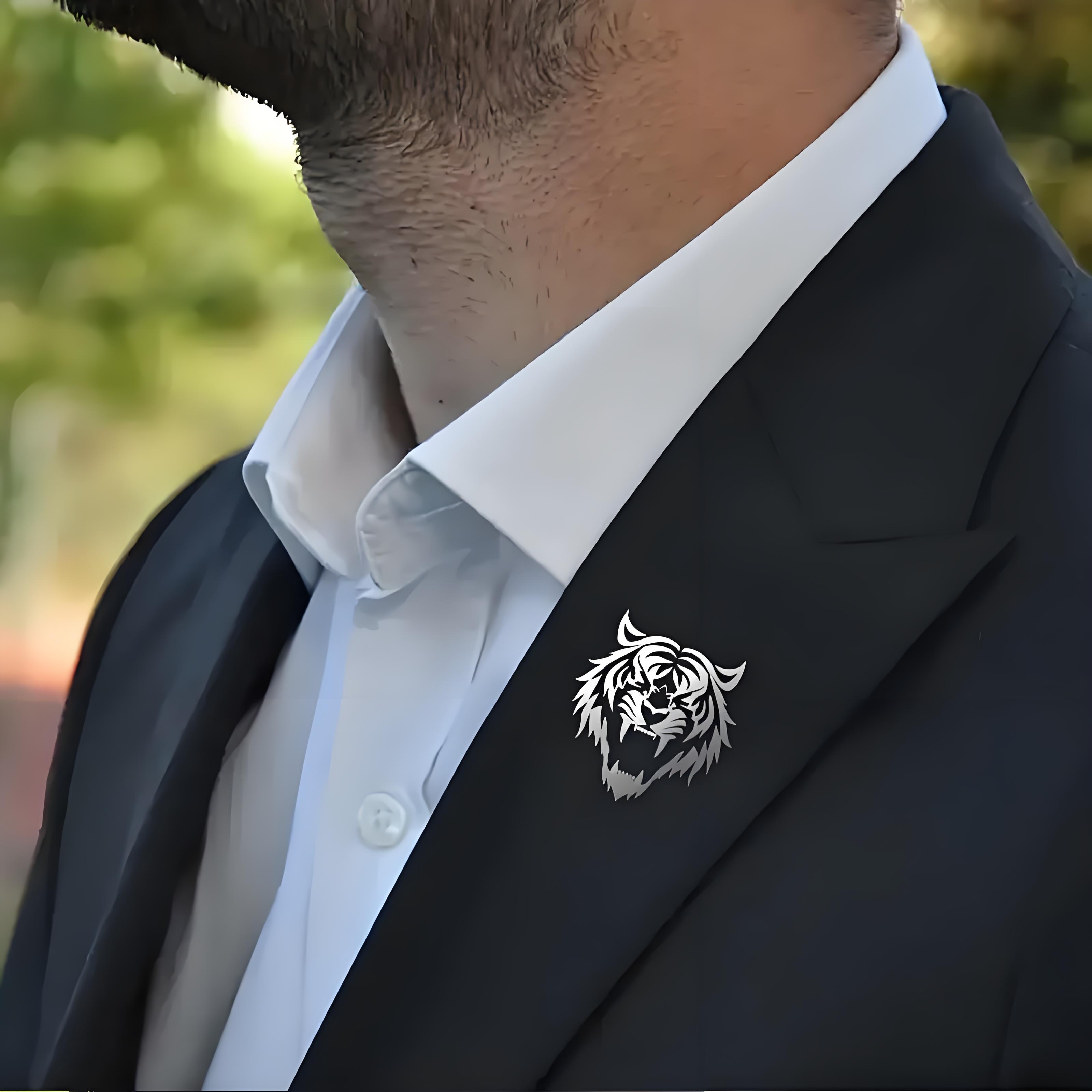 ผู้ชายสแตนเลส Tiger HEAD Lapel - Men Accessories Kit บทวิจารณ์และราคา